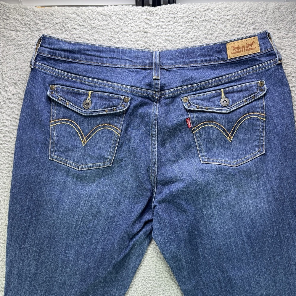 Levi's Jeans Womens 14M Blue 515 Bootcut Stretch Dark Wash Denim Pocket Flaps - Picture 3 of 14